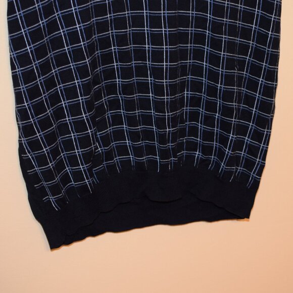 Vintage Brooks Brothers Pima 100% Cotton Blue Window Pane Plaid Sweater Vest XL - Picture 3 of 7